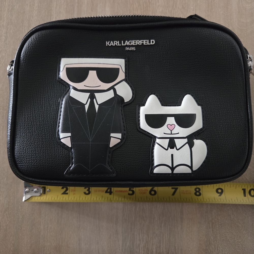 Karl Lagerfeld Black Crossbody Bag with Character Patches